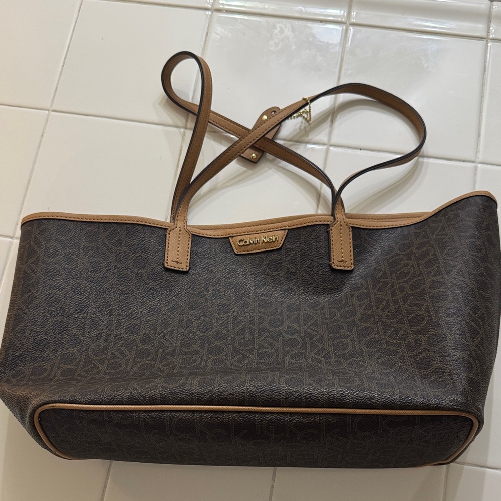 Calvin Klein Dark Brown Monogram Tote